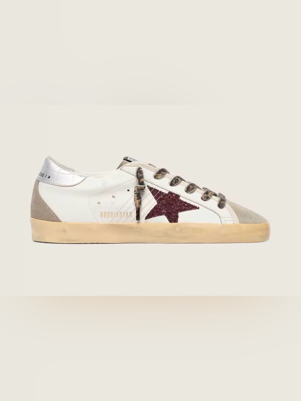 Super-Star with burgundy glitter star and silver heel tab (Size 7) - NEW!